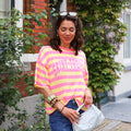Saint tropez streep tee geel roze