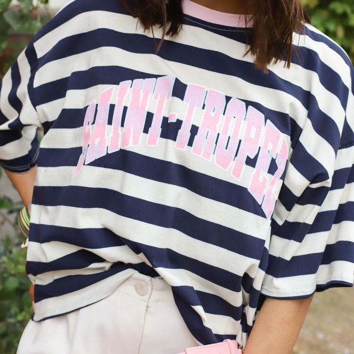 Saint tropez streep tee navy wit