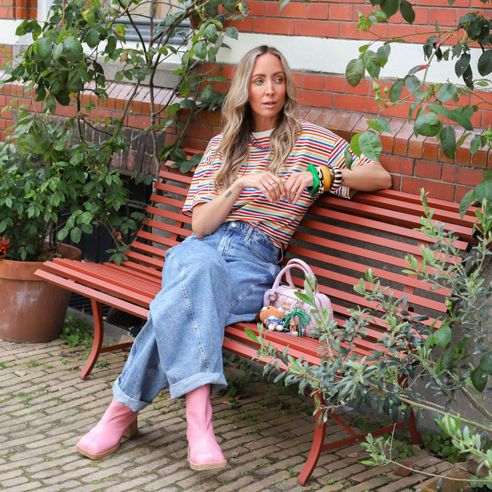 Shirt multi colour streep korte mouw