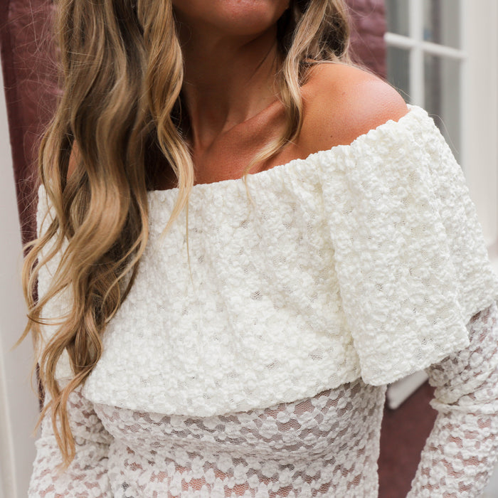 Shoulder top lace Fem ecru