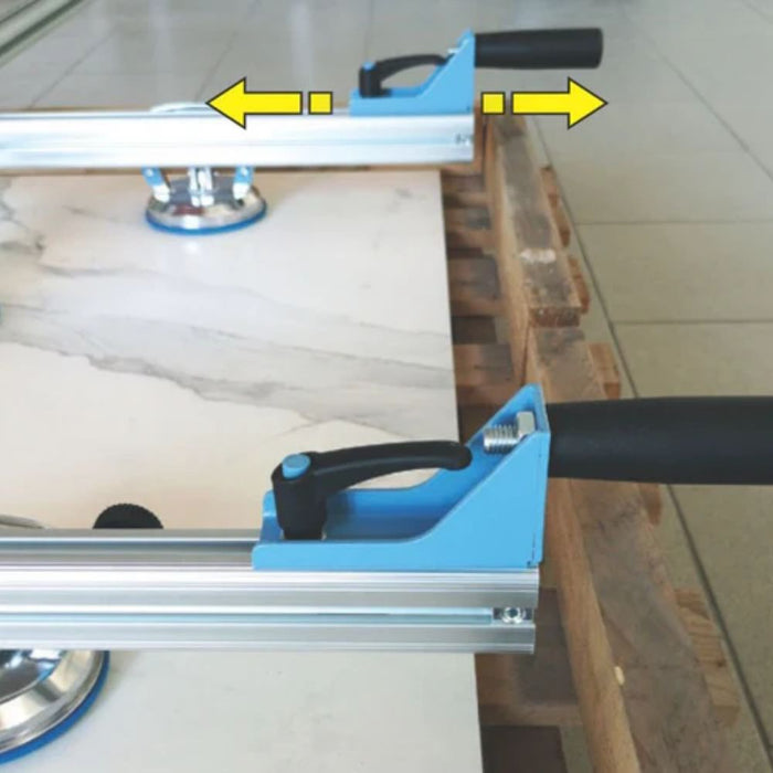 Sigma 424 guide rail with blue clamping device and screw bolt
