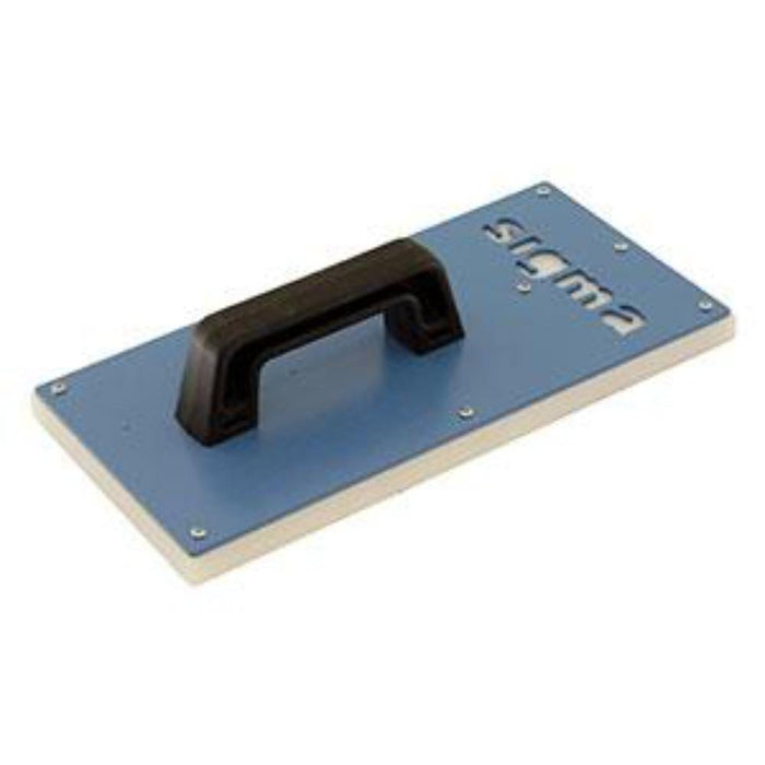 Tile beating block with black handle and blue base plate, Sigma 42E