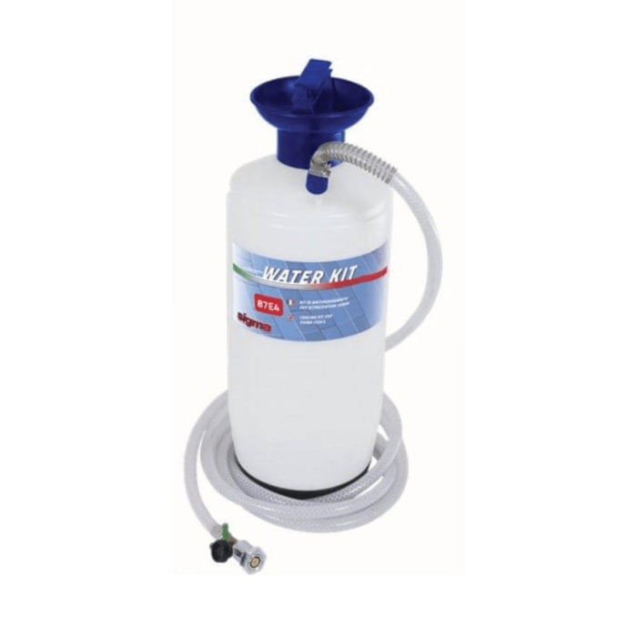 Sigma 5-gallon water kit with blue fill cap, hoses, and fittings