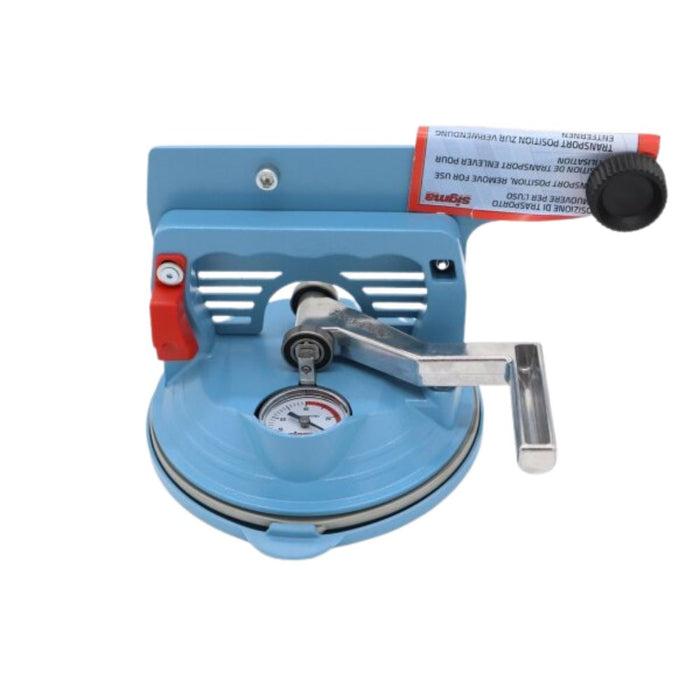 Sigma 51M3 suction lifter with blue vacuum pad, pressure gauge and metal handle