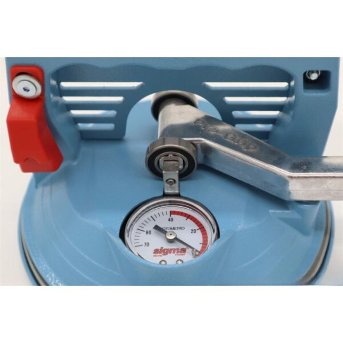 Blue suction lifter 51M3 with dial pressure gauge and metal suction arm
