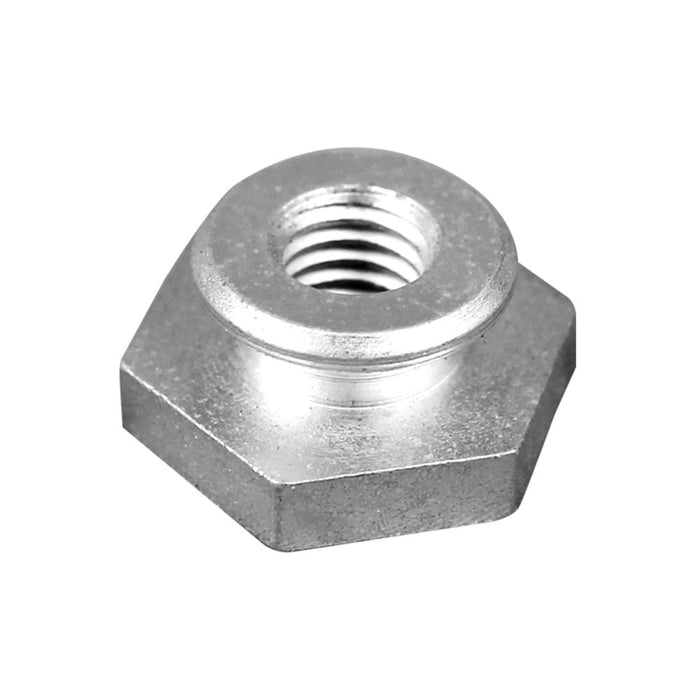 M8 clamping lever hex nut, silver metal with internal threaded hole