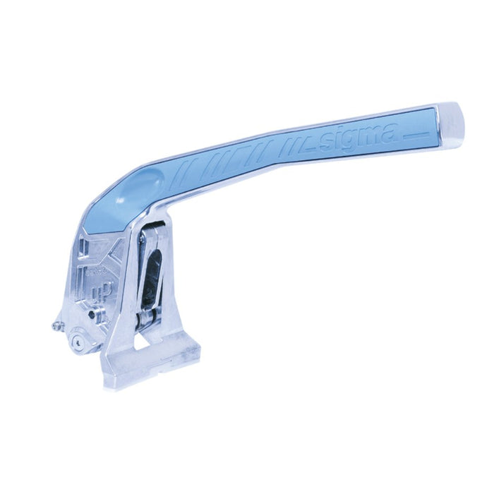 UP cutter replacement handle with blue ergonomic grip and metal mounting bracket