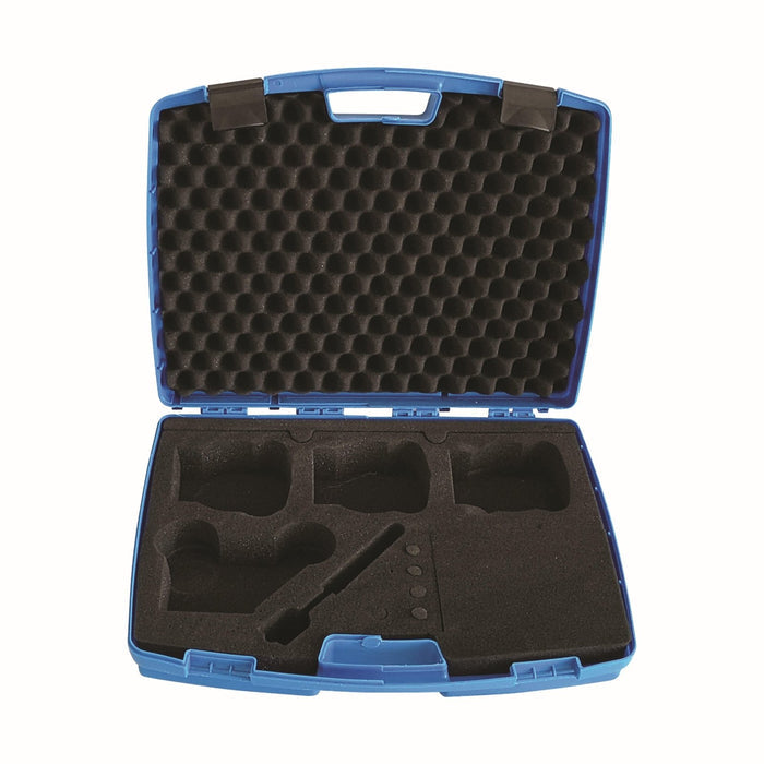Sigma suitcase with blue shell and black foam insert, open case for Kera-Cut kit