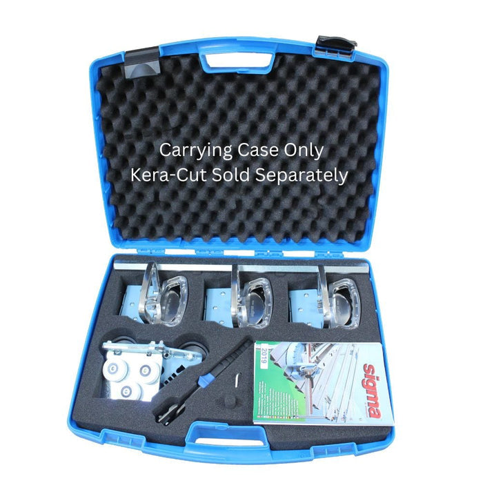 Open Kera-Cut kit case with black foam insert and tools, clamps, and instruction card
