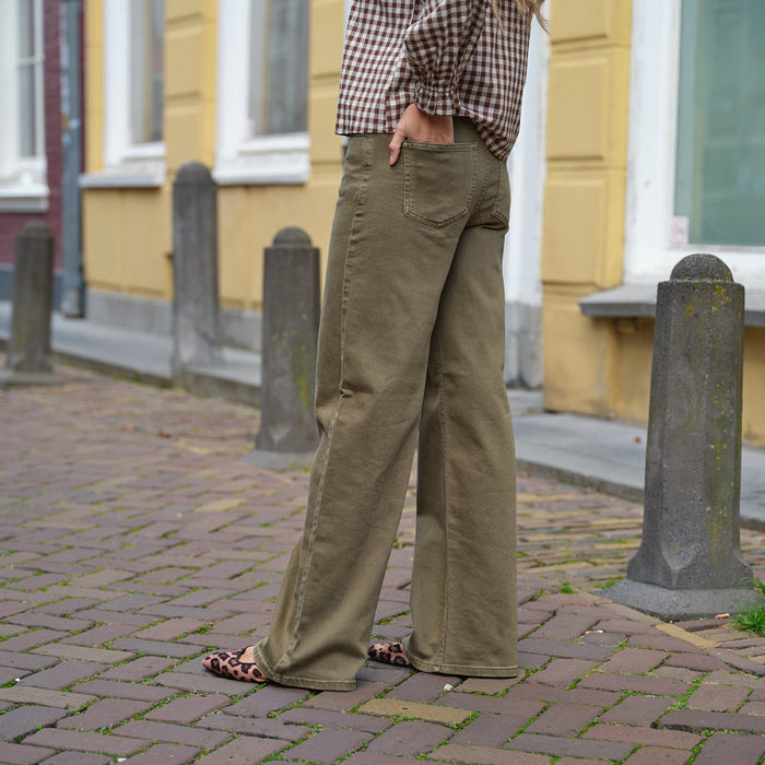 Silke wide jeans military olive