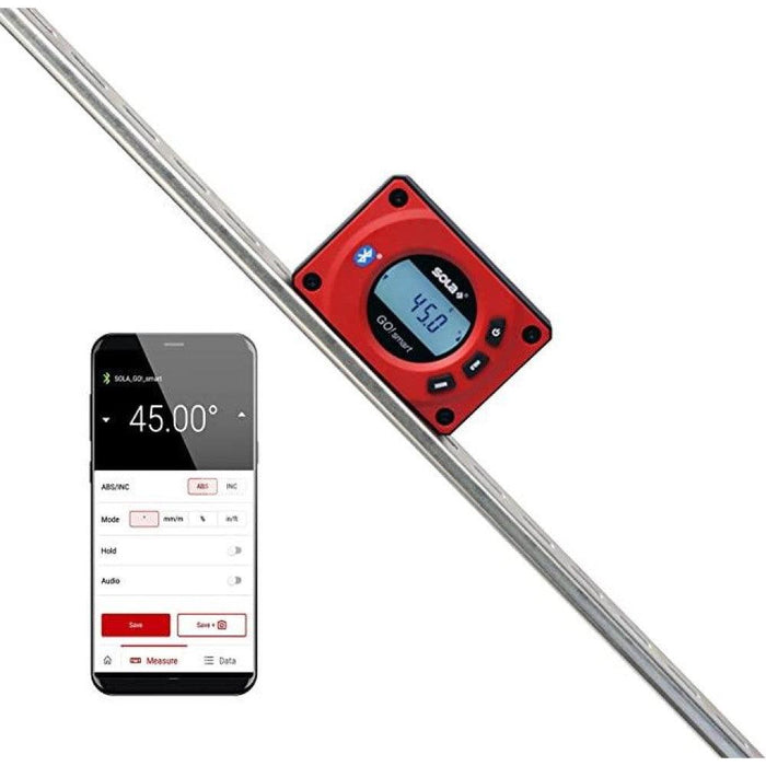 Bluetooth magnetic pocket level with meter display on phone app and metal rail