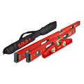 SOLA LSB Classic 3-piece spirit level set in black carrying case, red