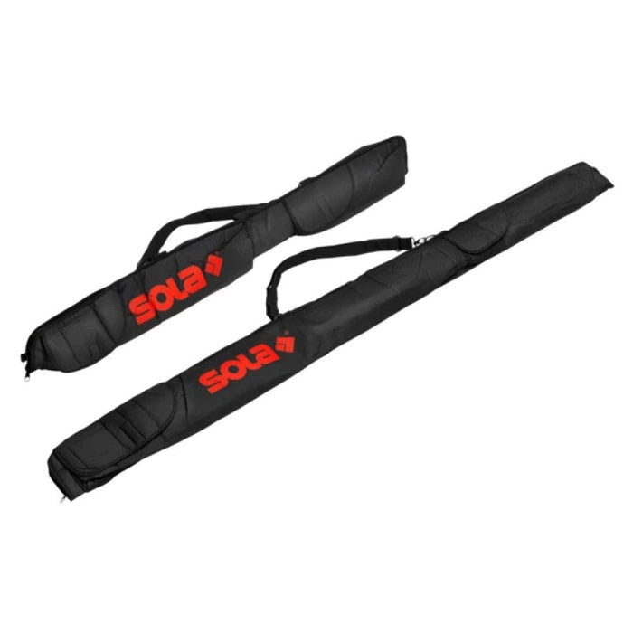 Black padded spirit level carrying case with carry handle and zipper ends