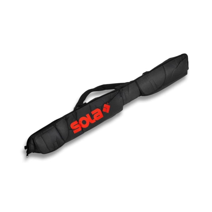 Black padded spirit level case with red Sola logo and top carry handle