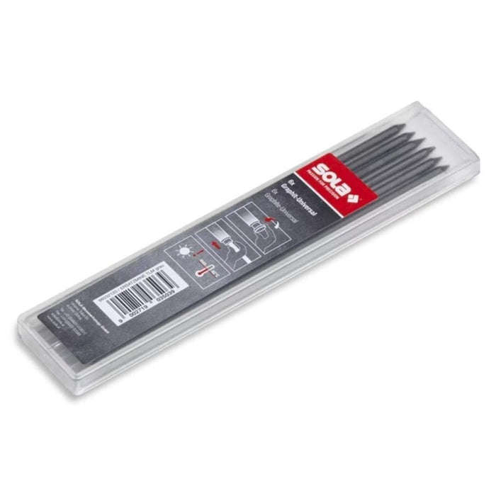 6-pack TLM deep hole marker lead refills, gray leads with label on case