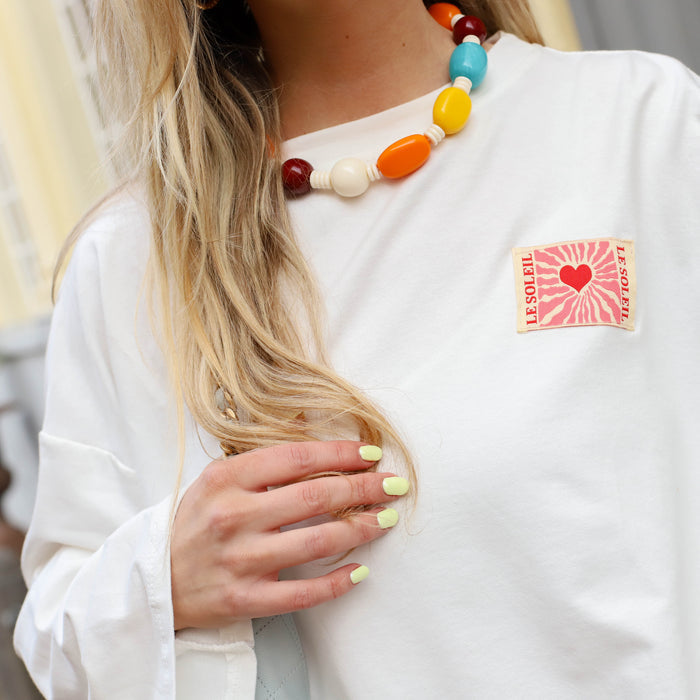 Soleil patch shirt ecru