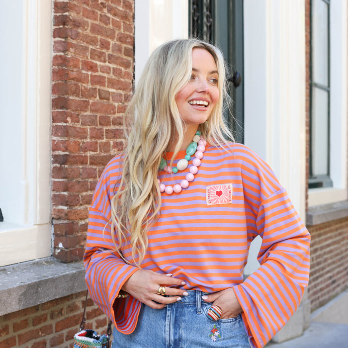 Soleil patch shirt paars oranje