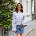 Soleil patch shirt roze blauw streep
