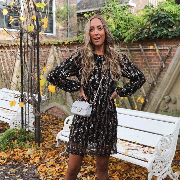 Sparkle dress zwart goud