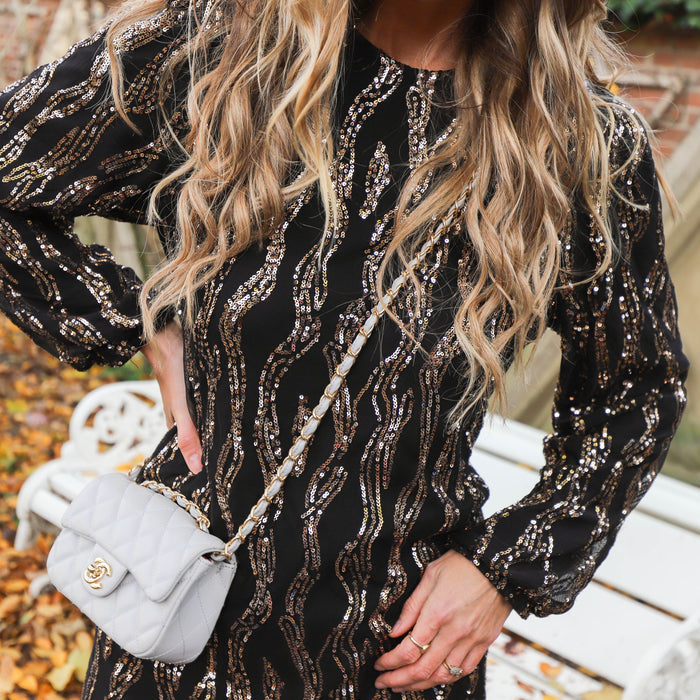 Sparkle dress zwart goud