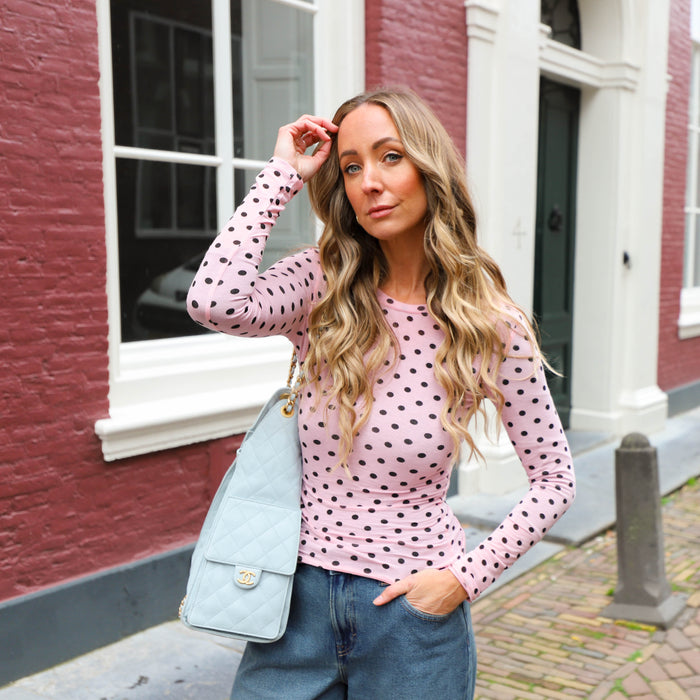 Stippen top roze