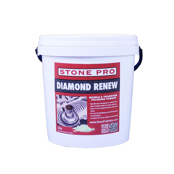 Diamond Renew polishing powder bucket with carry handle, white lid