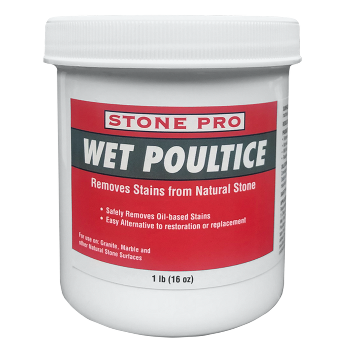 StonePro Wet Poultice tub, white lid, red/green label, 1 lb
