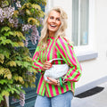 Streep blouse katoen fuchsia groen