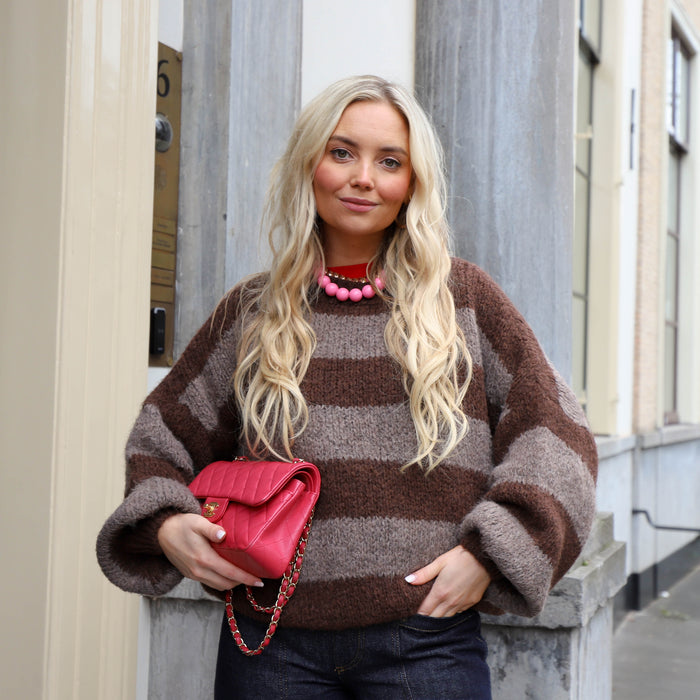Streep knit bruin