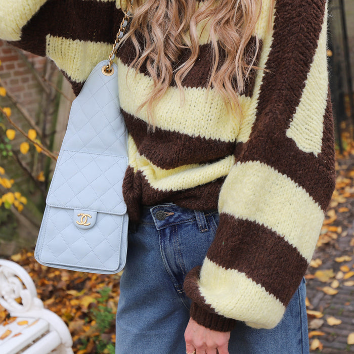 Streep knit geel bruin