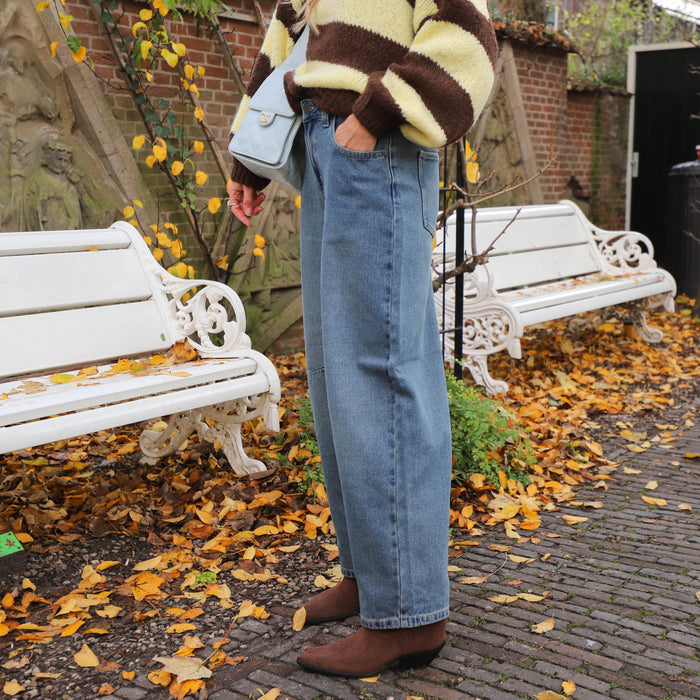 Streep knit geel bruin