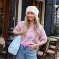 Streep knit roze groen