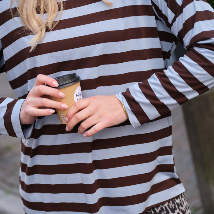 Streep shirt blauw bruin