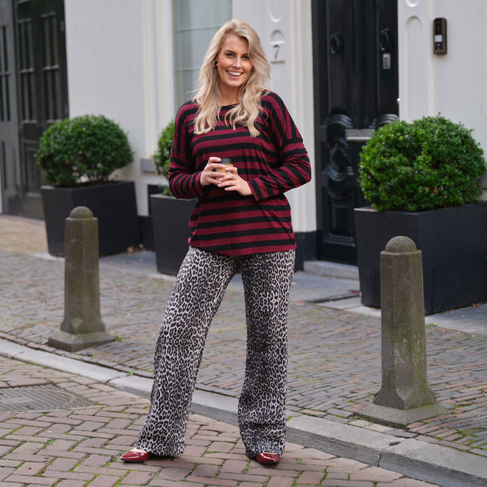 Streep shirt burgundy bruin