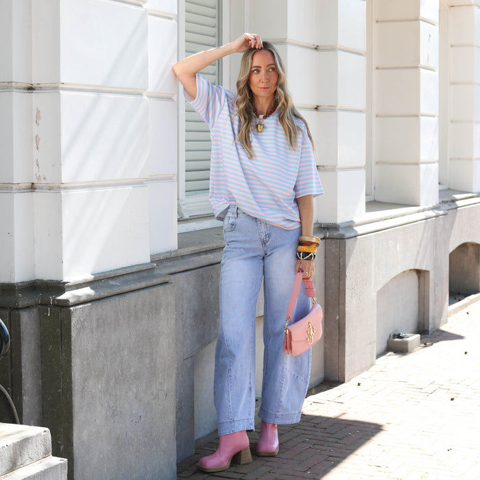 Streep shirt pastel blauw