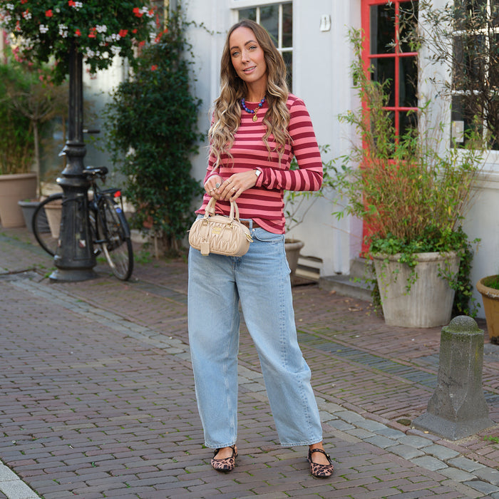 Streep top burgundy