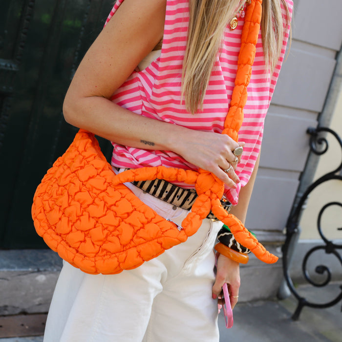 Streep top knoop dubbel roze