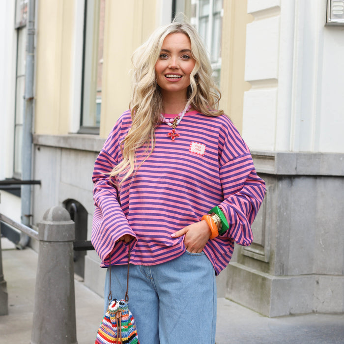 Streep top paars roze cosy club