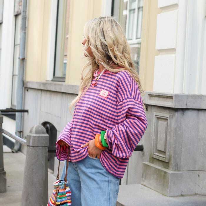 Streep top paars roze cosy club