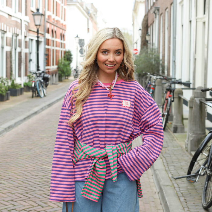 Streep top paars roze cosy club