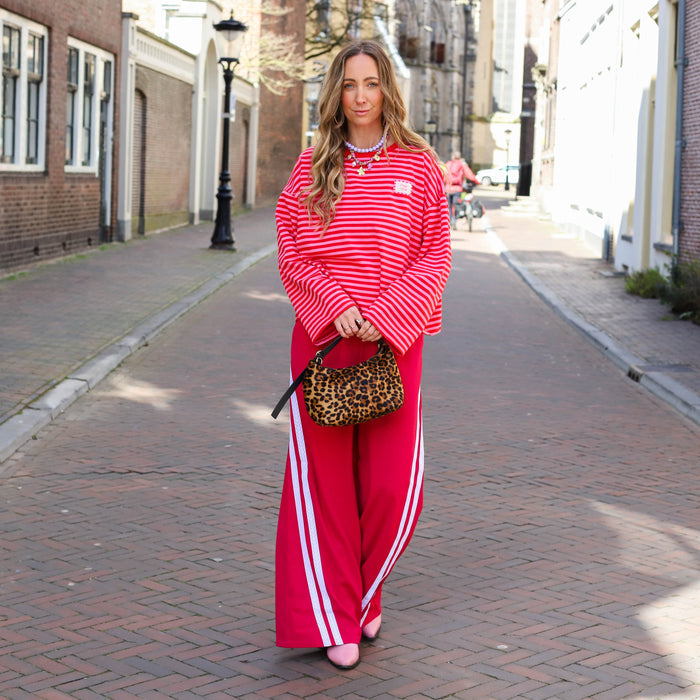 Streep top roze rood cosy club