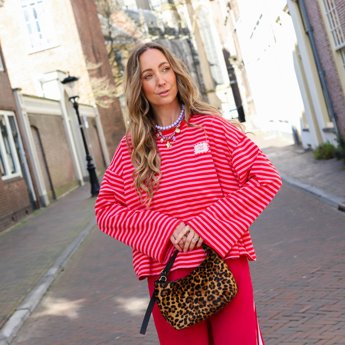 Streep top roze rood cosy club