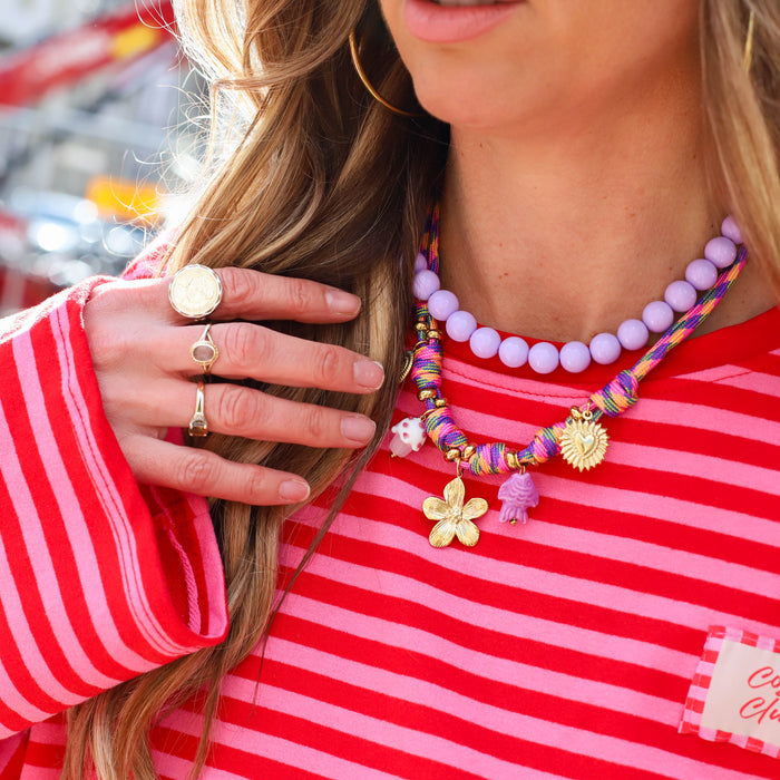 Streep top roze rood cosy club