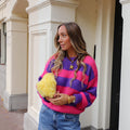 Streep trui paars fuchsia
