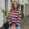Streep vest burgundy rose
