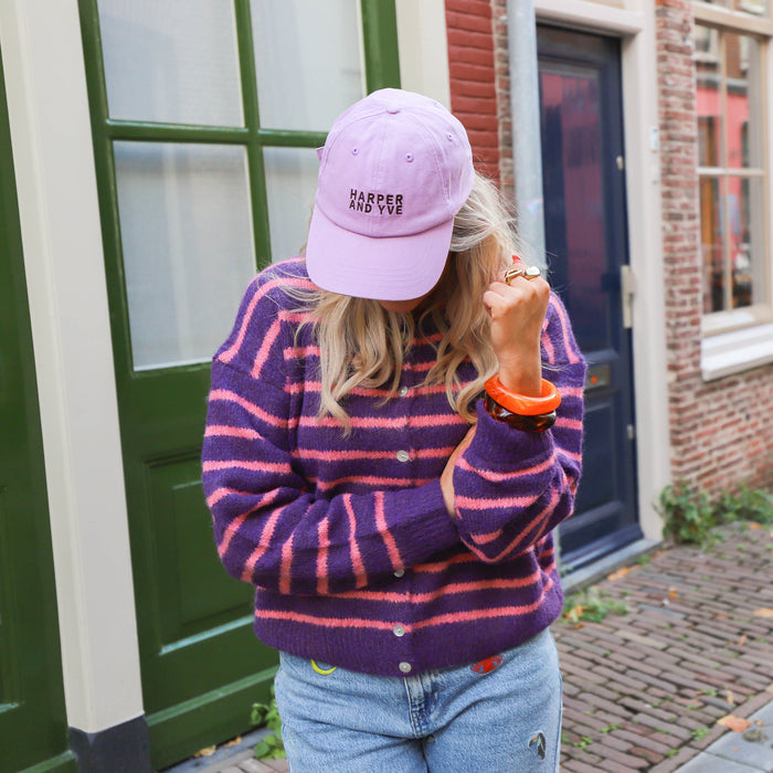 Streep vest paars roze