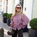Strepen blouse roze bruin