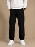 Stylish Regular Fit Both Season Trouser For Men Black with white stripes tr1
