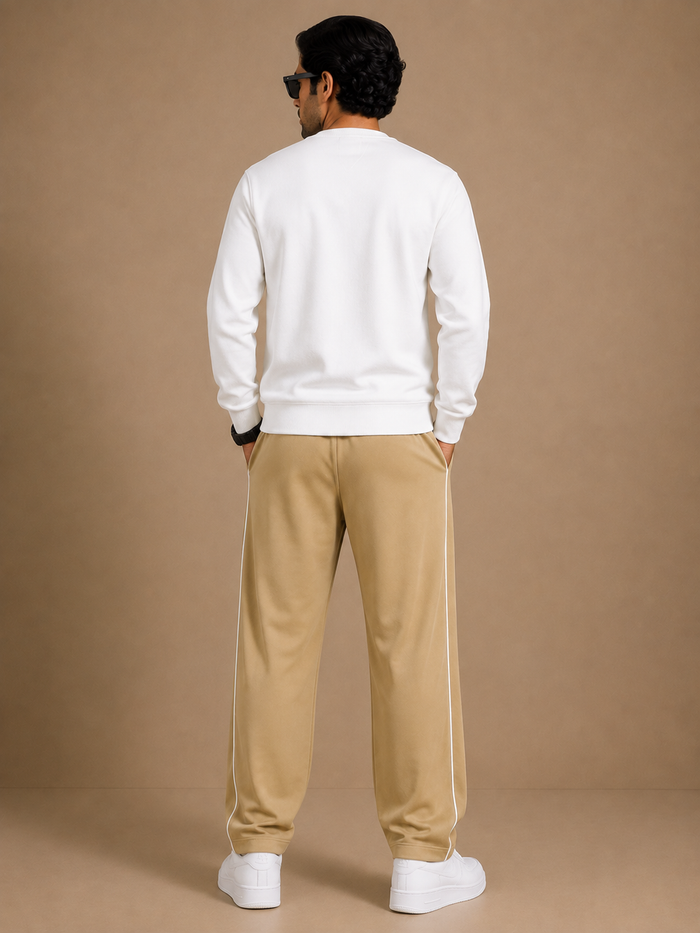 Stylish Regular Fit Both Season Trouser For Men Light brown with white stripes tr3