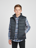 Stylish Sleeveless Winter Zipper Mockneck Jacket For Kids-Dark Grey-RSJ03